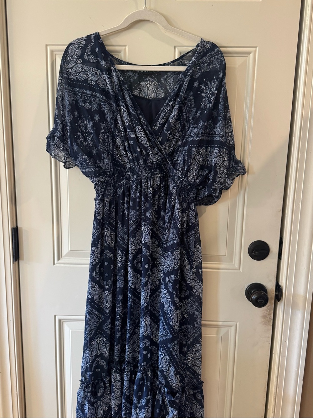 Lane Bryant Navy Paisley Faux-Wrap Maxi Dress